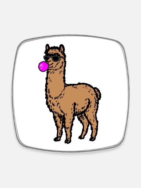 Cool llama in a minimalist comic style - Square fridge magnet - white