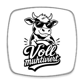 Voll Muhtviert Kuh mit Sonnenbrille - Viereckiger Kühlschrankmagnet - Weiß - Vorne