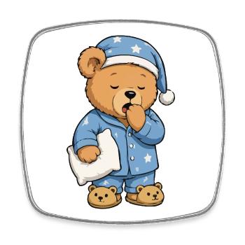 Schlafender Sternenbär im Pyjama - Viereckiger Kühlschrankmagnet - Weiß - Vorne