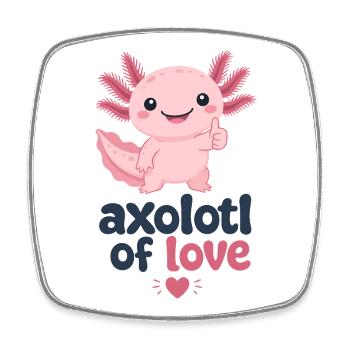 Axolotl de l’Amour : Mignonnerie Rose - Magnet carré - blanc - Devant
