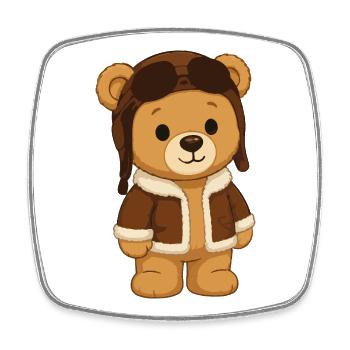 Bear Pilot in Flight Jacket - Square fridge magnet - white - Front