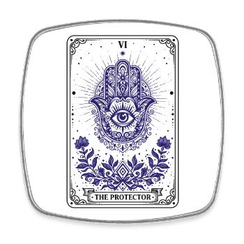 Spiritualité Fleur de Lotus Protectrice de la Géométrie - Magnet carré - blanc - Devant