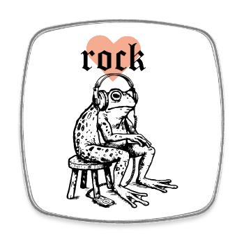 Frosch hört Rockmusik T-Shirt - Viereckiger Kühlschrankmagnet - Weiß - Vorne