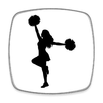 Silhouette de pom-pom girl avec pompons - Magnet carré - blanc - Devant