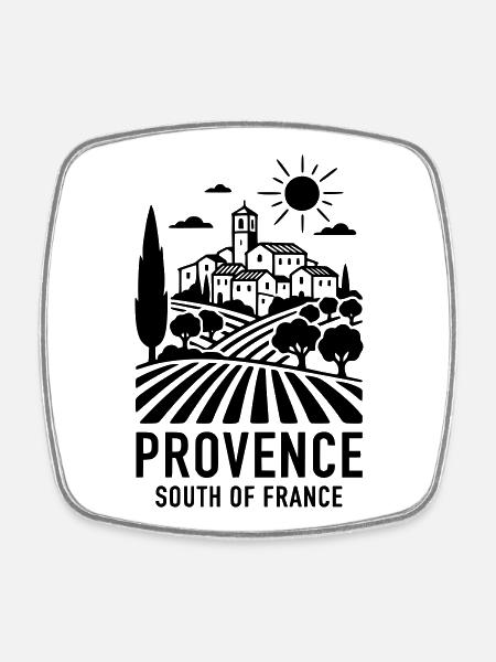 Provence Frankreich - Viereckiger Kühlschrankmagnet - Weiß