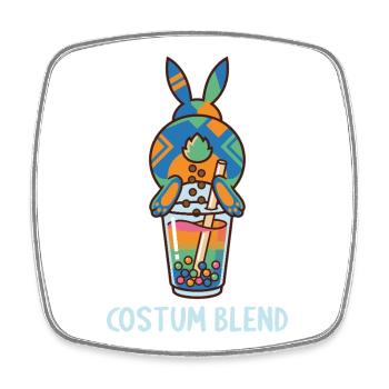 Bubble Tea Boba Drôle de Lapin mignon - Magnet carré - blanc - Devant