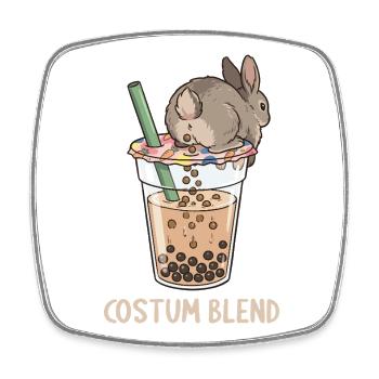 Bubble Tea Boba Drôle de Lapin mignon - Magnet carré - blanc - Devant