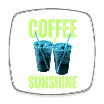 "Iced Coffee & Sunshine Everyday" Colorful Coffee - Square fridge magnet - white - Front