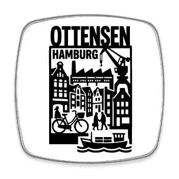 Hamburg Ottensen Retro  - Viereckiger Kühlschrankmagnet - Weiß - Vorne
