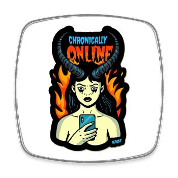 Chronically Online Inferno Maiden - Square fridge magnet - white - Front