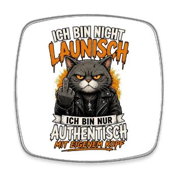 Katze Nicht Launisch Authentisch Shirt - Viereckiger Kühlschrankmagnet - Weiß - Vorne
