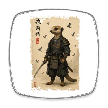 Meerkat Samurai Wüstenkrieger - Viereckiger Kühlschrankmagnet - Weiß - Vorne