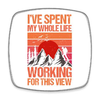 Hiking Mountain Trail Backpacking Outdoors Retired - Square fridge magnet - white - Front