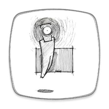 Levitating eye projection - Square fridge magnet - white - Front