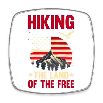 Hiking Mountain Trail Backpacking Outdoors Poaching - Square fridge magnet - white - Front