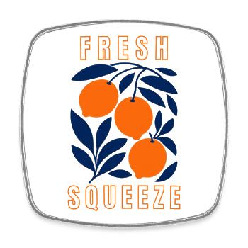 Fresh Citrus Orange Leaf Design - Square fridge magnet - white - Front