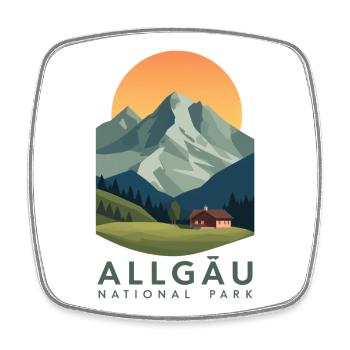 Allgäu National Park | Vintage Mountain - Square fridge magnet - white - Front