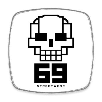 Skull69 - Magnet carré - blanc - Devant