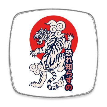 Osore Shirazuno: Fearless Tiger - Viereckiger Kühlschrankmagnet - Weiß - Vorne