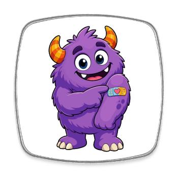 Lila Monster mit Pflaster - Viereckiger Kühlschrankmagnet - Weiß - Vorne