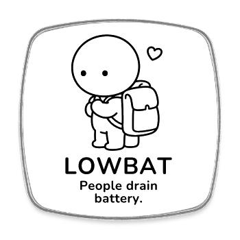 Lowbat – People Drain Battery | Introvert Mood - Viereckiger Kühlschrankmagnet - Weiß - Vorne