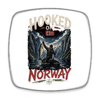 Hooked On Norway - Square fridge magnet - white - Front