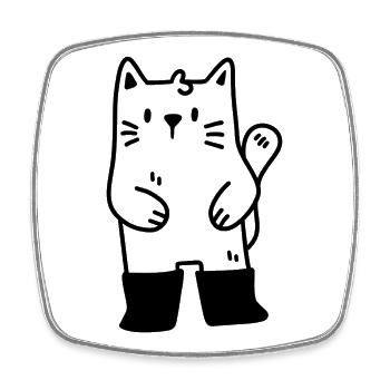 Cat in boots - Square fridge magnet - white - Front