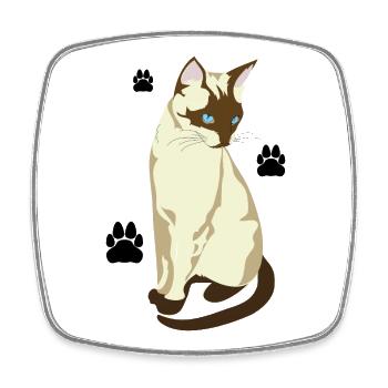 Elegante Siamkatze mit blauen Augen - Viereckiger Kühlschrankmagnet - Weiß - Vorne