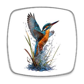 Brilliant Kingfisher on Waterfall - Square fridge magnet - white - Front