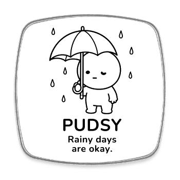 Pudsy – Rainy Days Are Okay | Cozy Rain Mood - Square fridge magnet - white - Front