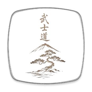 Bushido Berg Bonsai - Viereckiger Kühlschrankmagnet - Weiß - Vorne
