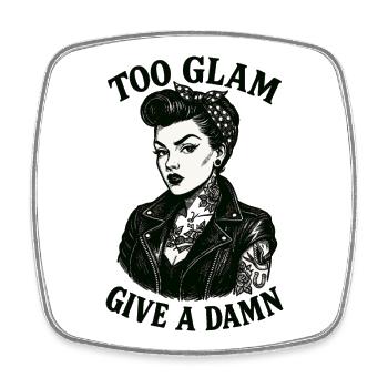 Pin-Up Girl: Too Glam to Give a Damn Biker - Viereckiger Kühlschrankmagnet - Weiß - Vorne