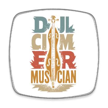  Hackbrett Dulcimer-Musiker Zupfinstrument - Viereckiger Kühlschrankmagnet - Weiß - Vorne