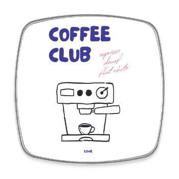 Coffee Club Espresso Machine Illustration - Square fridge magnet - white - Front