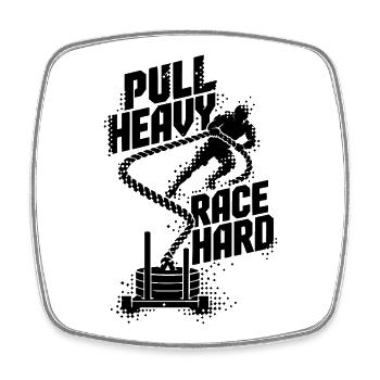 Sled Pull Fitness Race - Viereckiger Kühlschrankmagnet - Weiß - Vorne
