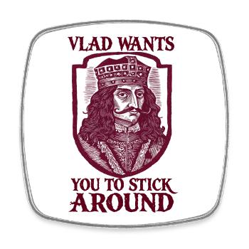 Vlad Will Bleiben – Vintage Königsporträt - Viereckiger Kühlschrankmagnet - Weiß - Vorne