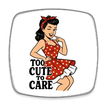 Trop mignonne pour s’en soucier – Pin-up coquine rétro - Magnet carré - blanc - Devant