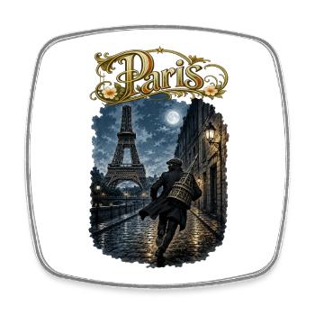 Paris bei Vollmond - Viereckiger Kühlschrankmagnet - Weiß - Vorne