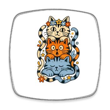 Katzentotem - Viereckiger Kühlschrankmagnet - Weiß - Vorne