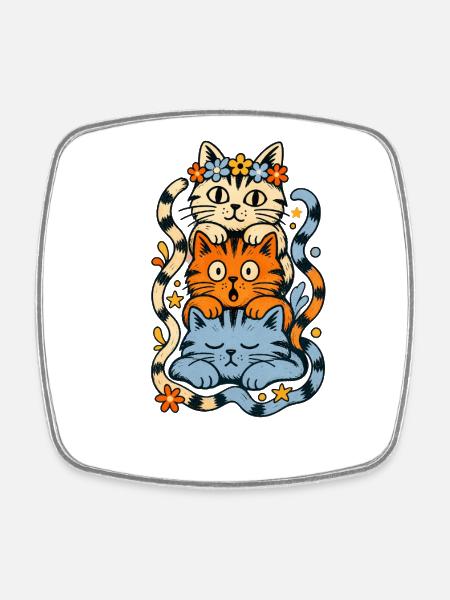 Katzentotem - Viereckiger Kühlschrankmagnet - Weiß