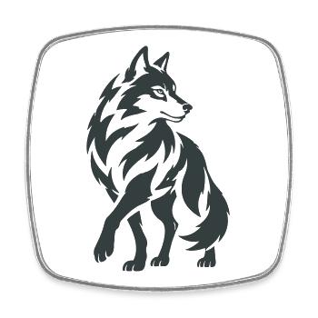 Geometrischer Wolf – Silhouette - Viereckiger Kühlschrankmagnet - Weiß - Vorne