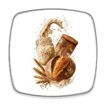 Handwerksbrot und rustikaler Sauerteig - Viereckiger Kühlschrankmagnet - Weiß - Vorne