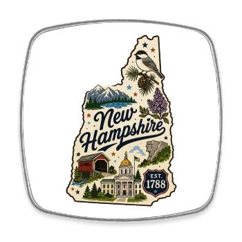New Hampshire Vintage State Pride Aufkleber - Viereckiger Kühlschrankmagnet - Weiß - Vorne