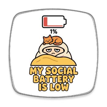 My Social Battery Is Low Katze - Viereckiger Kühlschrankmagnet - Weiß - Vorne