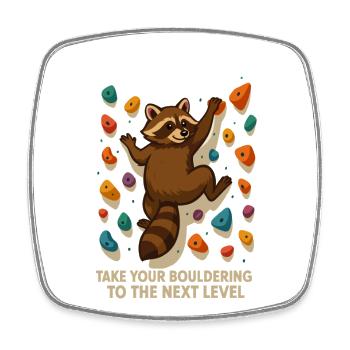 Bouldern Waschbär Motivation: Climb New Heights - Viereckiger Kühlschrankmagnet - Weiß - Vorne
