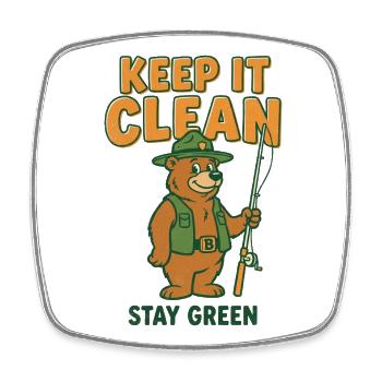 Eco Bear Bleib sauber Bleib grün - Viereckiger Kühlschrankmagnet - Weiß - Vorne