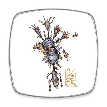 Organic Birdy Plankton - Square fridge magnet - white - Front
