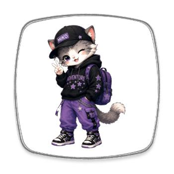 Abenteurer Kitten Purple Stars - Viereckiger Kühlschrankmagnet - Weiß - Vorne
