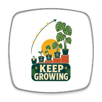 Keep Growing – Retro Pflanzen Motivation - Viereckiger Kühlschrankmagnet - Weiß - Vorne