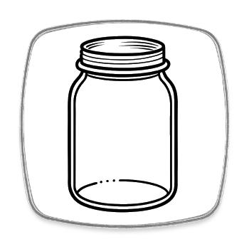 Mason Jar - Viereckiger Kühlschrankmagnet - Weiß - Vorne